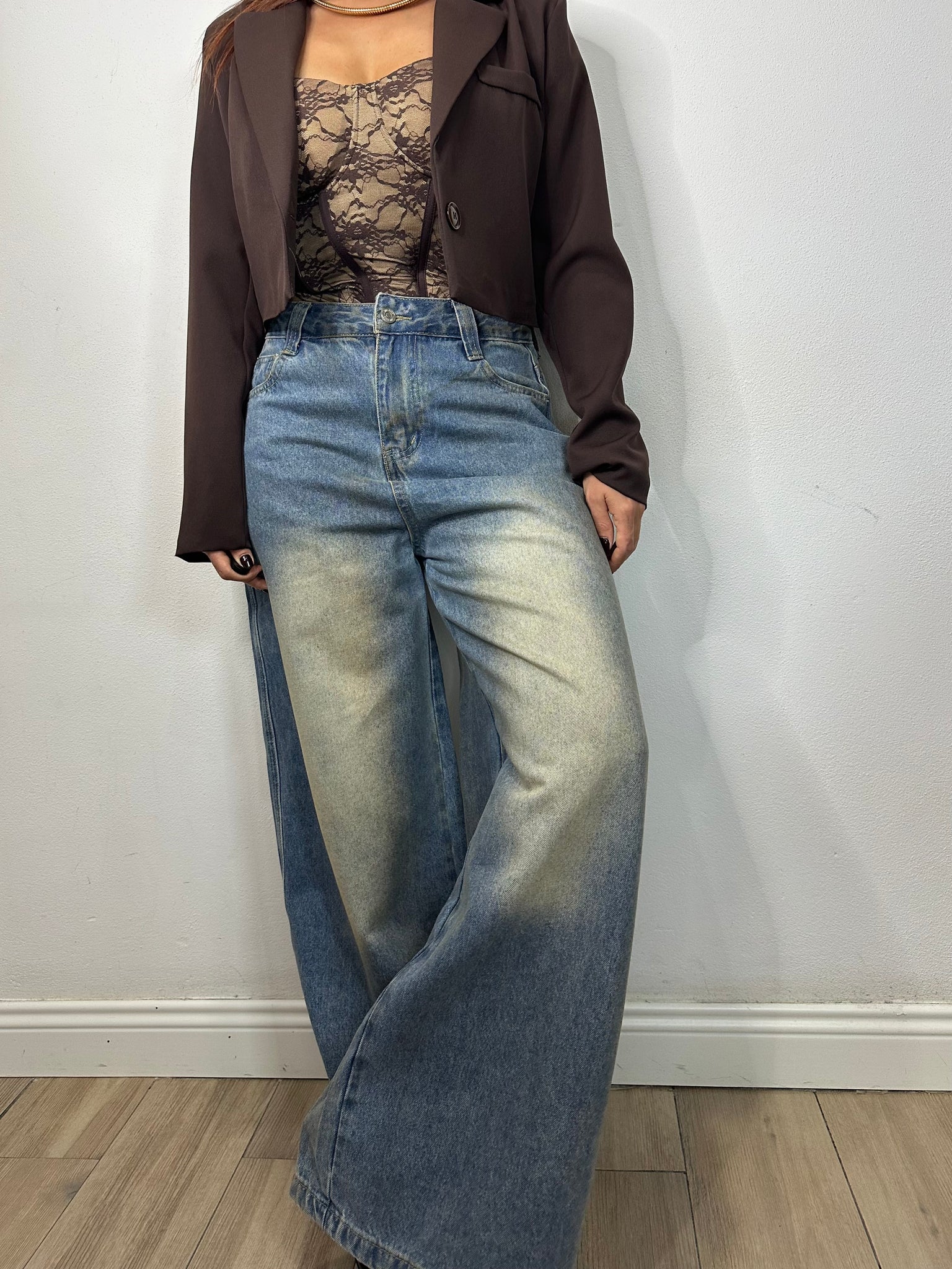 JEANS PALAZZO SABBIATO CHIARO
