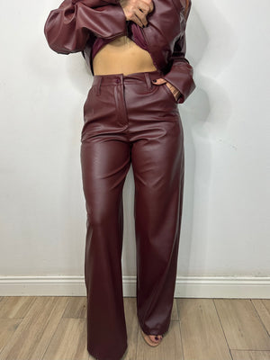 PANTALONE ECOPELLE BORDEAUX