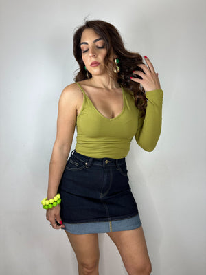 MINI CON PIEGA IN JEANS