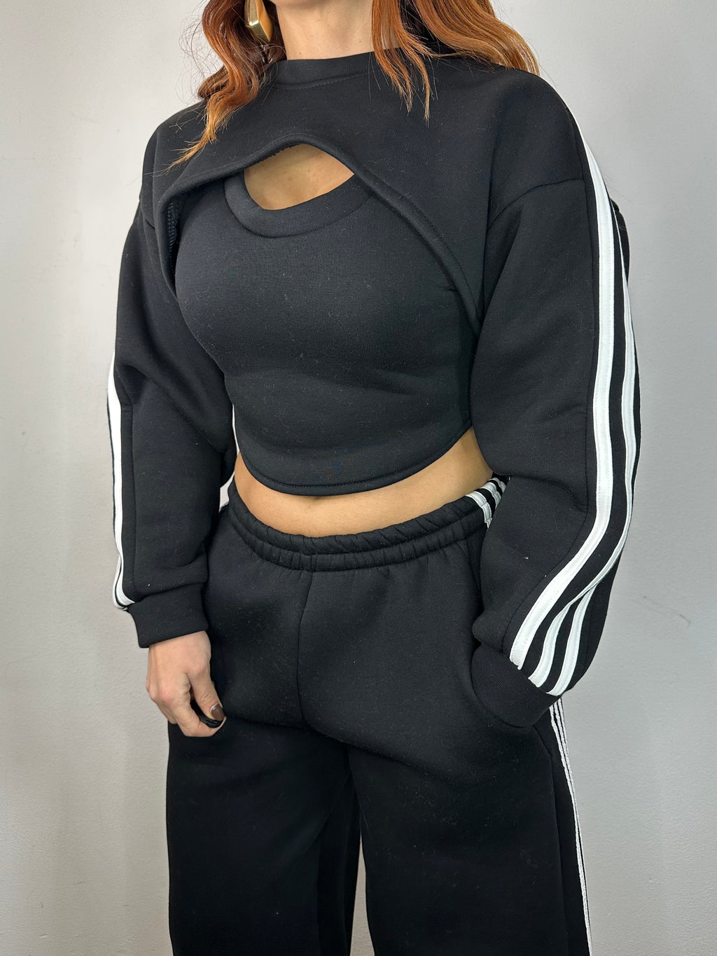 FELPA DUE PEZZI BIANCO E NERO