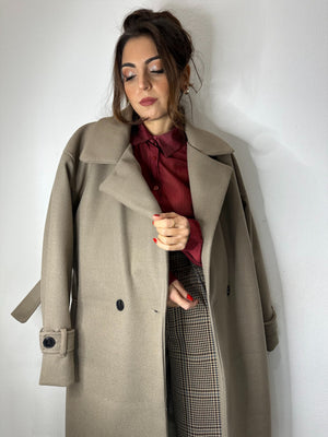 CAPPOTTO A VESTAGLIETTA FANGO