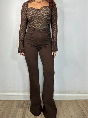 JEANS MARRONE A ZAMPA