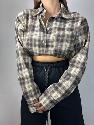 CAMICIA A QUADRI CROP IN PILE