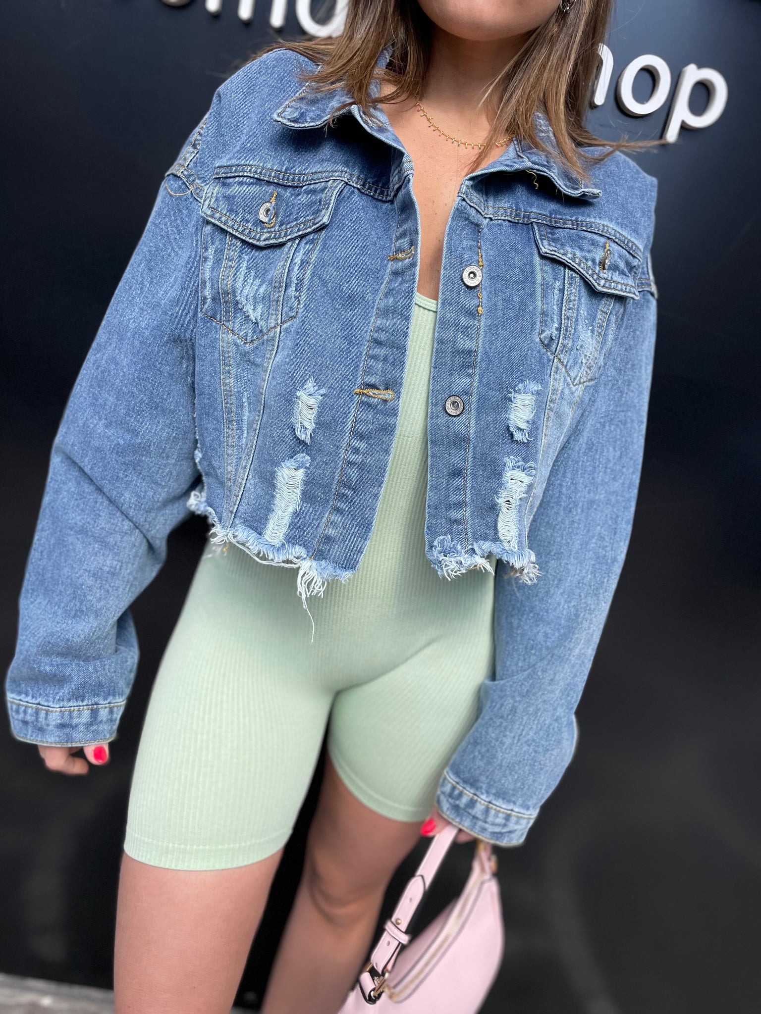 GIUBBINO CROPP IN JEANS